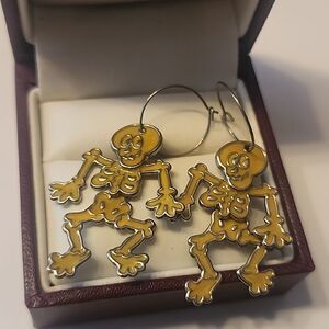 Yellow skeleton dance earrings Womens Girls Teen Jewelry Dangle